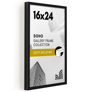 Americanflat 16x24 Poster Frame with Polished Plexiglass - Soho Collection - Gallery Style Deep Molding Picture Frames for Wall Display - Black - 1 of 4