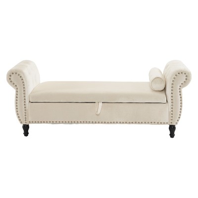NicBex Modern 51.25" Velvet Storage Bench with Rolled Arms for Bedroom and Entryway