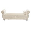 CAVINAS Modern Rectangular Velvet Ottoman Bench with 1 Pillow,Wooden Storage Ottoman for Living Room,Bedroom - 2 of 4