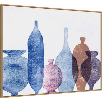 Blue and Brown Vases Canvas Print with Polystyrene Frame
