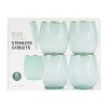 Posh Setting 12 oz Green with Gold Rim Plastic Disposable stemless Wine goblet - 6 Pack - 3 of 3