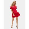 EXLURA Womens Summer Casual Short Sleeve Dress Crewneck Tshirt Dresses Pleated Aline Mini Dress 2025 Vacation Beach Sundress - 3 of 4