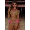 'Olive & Hot Pink' Scrunch Tie Side Bikini Bottoms - 4 of 4