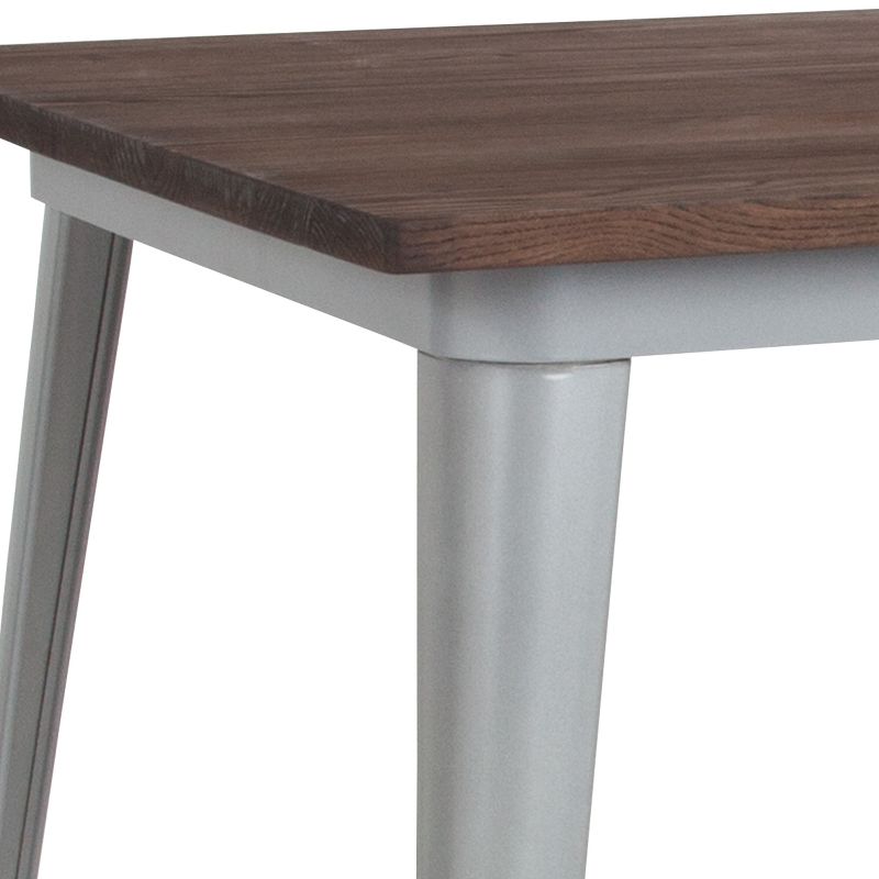 Emma and Oliver 31.5" Square Metal Indoor Table with Rustic Wood Top, 3 of 6