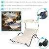 Sunnydaze Outdoor Double Chaise Lounge with Canopy Shade and Headrest Pillows, Beige - image 2 of 4