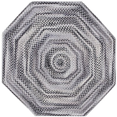 Black Chenille Braided Reversible Round Rug, 72"