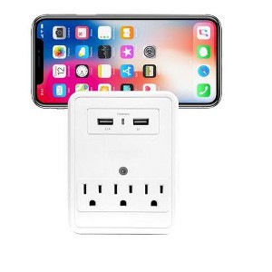 CIAO Tech 3 Outlet 2 USB Ports 3.1A Rapid Charge with 540 Joules Surge Protection - 1 of 4