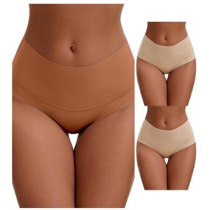 INSPIRE CHIC Women's High Waist Tummy Control Full Coverage Briefs Breathable Panties 3 Packs - 1 of 4