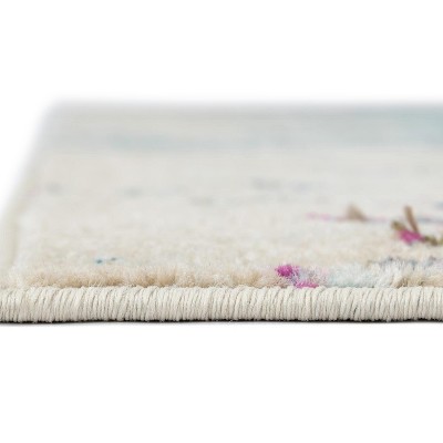 Light Blue Coastal Coral Pattern Synthetic Area Rug, 8' x 10'