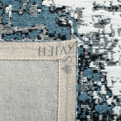 Navy and Ivory 8' x 10' Cotton Chenille Area Rug