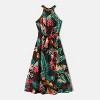 PATPAT Family Matching Allover Plant Floral Print Halterneck Dresses and Short-sleeve Shirts Sets - 3 of 4