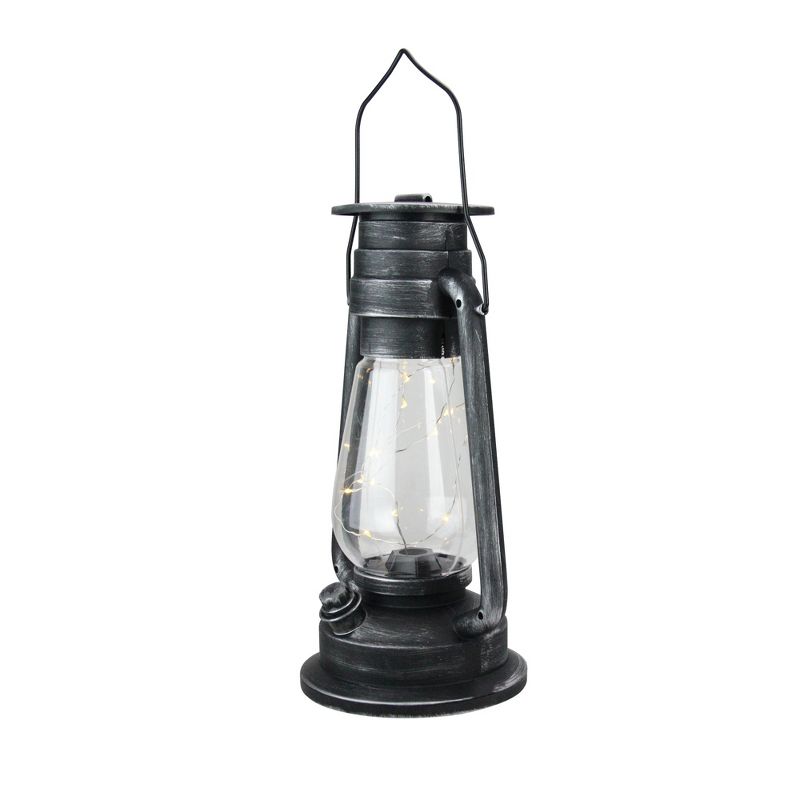 Northlight 12" Silver Brushed Black Traditional Lantern with Micro Lights, 2 of 4