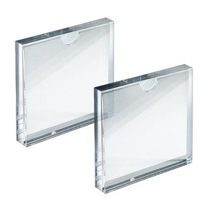Clear Acrylic 4" x 4" Block Sign Holder Frame, 2-Pack