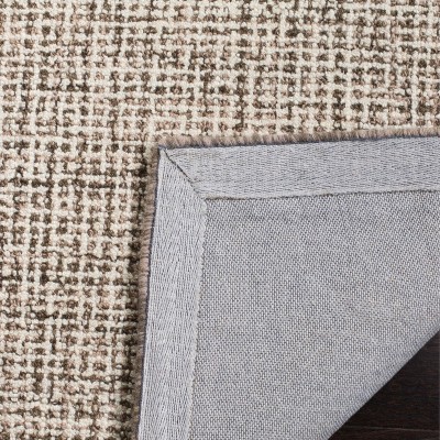 Ivory and Brown Handmade Wool Tufted Square Area Rug