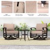 ALAULM 3 Pieces Patio Furniture Set, Outdoor Aluminum Swivel Gliders Rocker, Rocking Chair with Tempered Glass Table - 4 of 4
