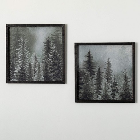 23.5" Sullivans Forest Scene Christmas Wall Decor Set of 2, Black-White, Indoor Christmas Decor - image 1 of 4