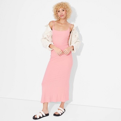 Women's Ribbed Maxi Slip Dress - Wild Fable™ Pink S : Target