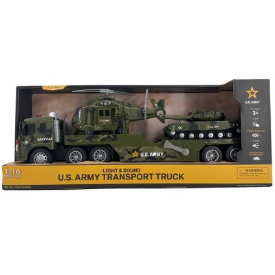 U.S. Army Light & Sound Transport Truck Set – 1:16 Scale, Friction-Powered, 3+