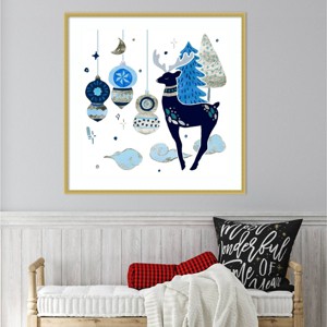 Amanti Art 33"x33" Goodnight Reindeer II by Melissa Wang Wood Framed Wall Art Print - 1 of 4