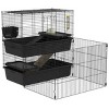 Small Animal Cage with Playpen and Accessories for Guinea Pigs,Multi Level Indoor Habitat with Ramp Water Bottle and Food Dish - LAOTIES - 3 of 4
