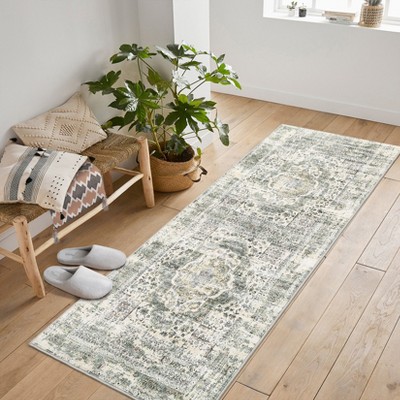 Living Room Rug Vintage Rug Medallion Floral Print Indoor Area Rug