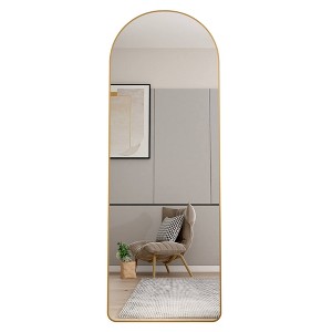 Ridstar 23.2 in. W x 64.9 in. H Brown Arched Bathroom Floor Mirror - 1 of 4