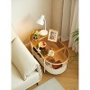 Movable oval metal glass coffee table with storage - 3 of 4