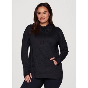 RBX Active Women's Legging Friendly Buttery Soft Stretch Jersey Adjustable Hood Long Sleeve Top with Thumbholes, Pocket - 1 of 4