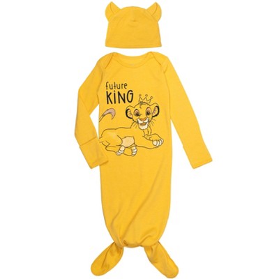 Image of Disney Lion King Simba Newborn Baby Boys Knotted Cosplay Sleeper Gown and Hat 0-6 Months