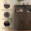 Homhougo Farmhouse Sideboard Buffet Cabinet with Microwave Stand, Barn Doors Buffet Storage Cabinet with Drawers and Shelves Dark Brown - 3 of 4