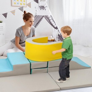 10-Piece Kids' Indoor Climbers & Play Structures, Soft Foam Play Set for Toddlers, PU Leather Climbing Blocks for Baby Crawl and Climb - 1 of 4