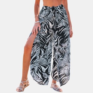 Women's Zebra Print Beach Pants with Tie Waist - Cupshe - 1 of 4