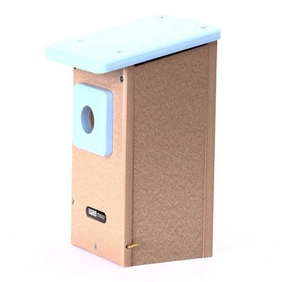 Taupe and Green Recycled Plastic Bluebird House with 1.5" Entrance