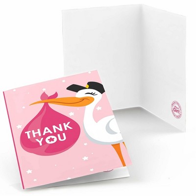 Big Dot of Happiness Girl Special Delivery - Pink It's A Girl Stork Baby Shower Thank You Cards (8 count)