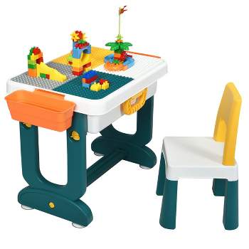 Costway 5 in 1 Kids Activity Table Set w/ Chair Toddler Luggage Building Block Table