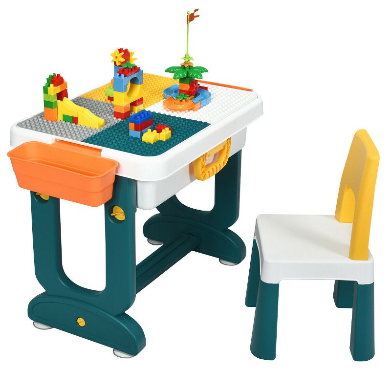Costway 5 in 1 Kids Activity Table Set w/ Chair Toddler Luggage Building Block Table, 1 of 13