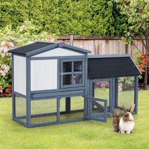 Garvee 54''Rabbit Hutch-Two Floors Wooden Cage, Wooden Pet House Cage with Run, Pull Out Tray - 1 of 4
