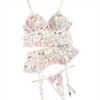 Clotth Women's Floral Lace Lingerie Set - Sheer Mesh and Panty Set with Delicate Ruffles, Sweet Lingerie Underwired with Garter Belt - 4 of 4