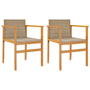 vidaXL Garden Chair Beige PE rattan, solid acacia wood, powder-coated steel - 1 of 4