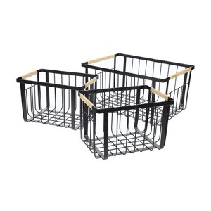 happimess Henley Vintage Farmhouse Handmade Wire Metal Nesting Storage Baskets with Jute Wrapped Handles - 1 of 4