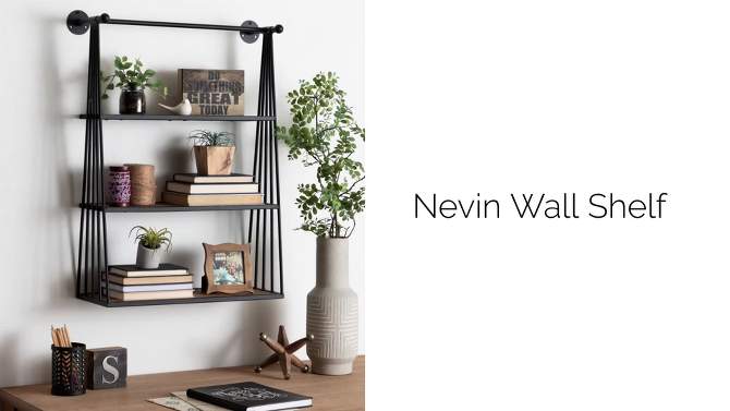 23&#34; x 30&#34; Nevin Wall Mounted Hanging Shelf Rustic Brown/Black - Kate and Laurel, 2 of 9, play video