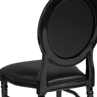 Elegant Black Vinyl Upholstered King Louis Side Chair