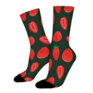 Sweet Strawberries Women Printed Crew Socks Funny Funky Socks Soft Polyester Novelty Gifts for Artists Men - 1 of 1