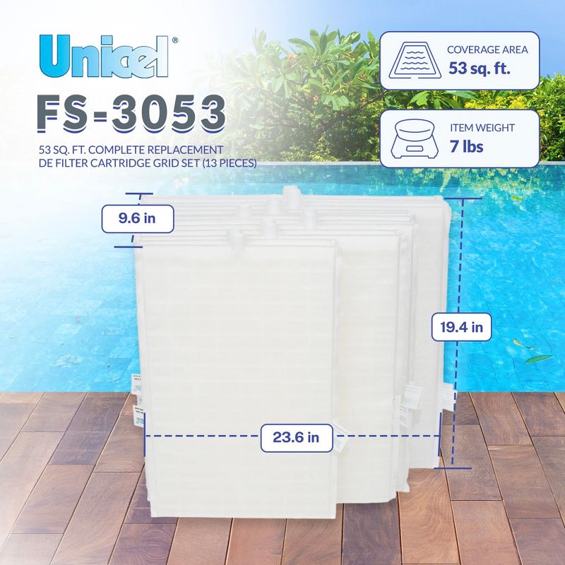 Unicel FS-3053 Complete Replacement DE Filter Grid Set Sta-Rite System 3 S8D110, 2 of 6