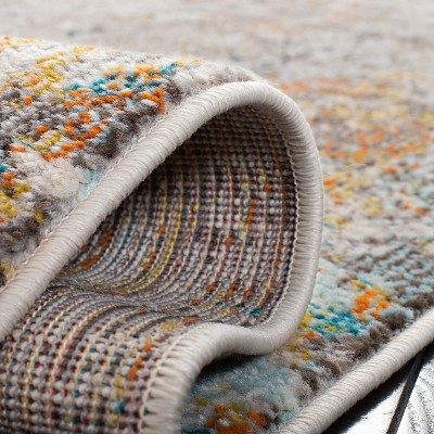 Grey and Gold Round Synthetic Flat Woven Area Rug