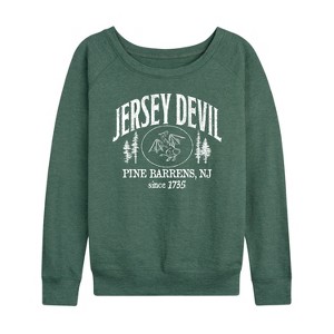 Women's - Instant Message - Jersey Devil Lightweight French Terry Wide Neck Long Sleeve Graphic Shirt - 1 of 4