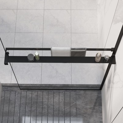 vidaXL Shower Shelf for Walk-in Shower Wall Black 35.4 in. Aluminum
