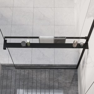 vidaXL Shower Shelf for Walk-in Shower Wall Black 35.4 in. Aluminum - 1 of 4