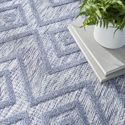 Denim Blue Diamond 5' x 7' Easy-Care Synthetic Rectangular Rug