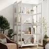 FUFU&GAGA White Bookcase Four Tier Space Minimalist Design Glass Cabinet Doors - 2 of 4